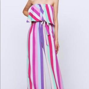 Multi Colored Strapless Jumpsuit